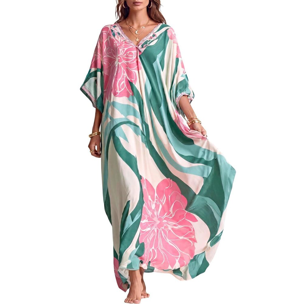 Women Dress Long Kaftan Beach Cover Ups for Women Roper Moo Moos Nightgown Mumu